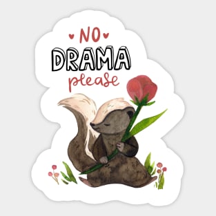 "No Drama" Cute Skunk holding a flower. Baby Bodysuit Sticker